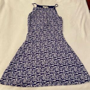 LOFT Blue and White Halter A-Line Mini Dress